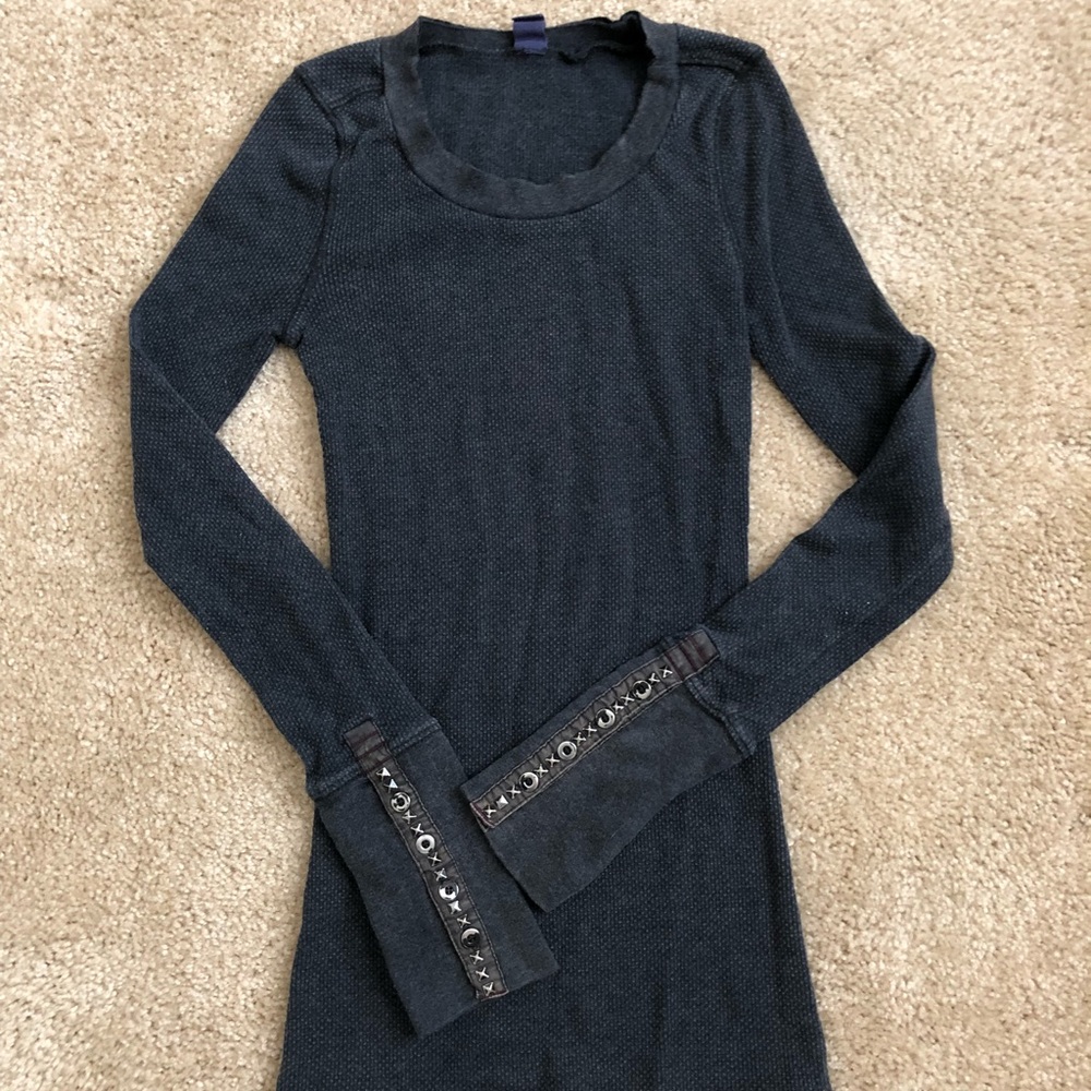 Free People thermal / henley with sleeve detail